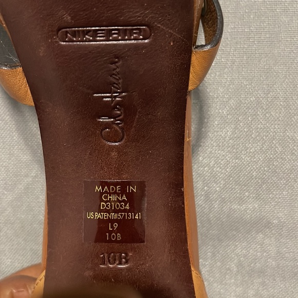 Cole Haan Womens Criss Cross Tan Leather Open Toe Grommet Sandals Heels Size 9.5 - Picture 7 of 15